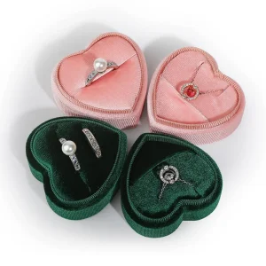 Heart Shape Velvet Ring Box for Elegant Jewelry Packaging - Image 2