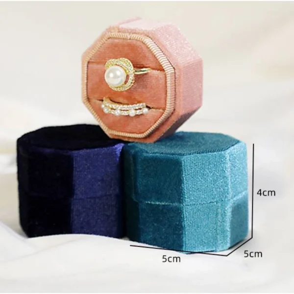 Luxury Octagon Velvet Ring Box with Lid