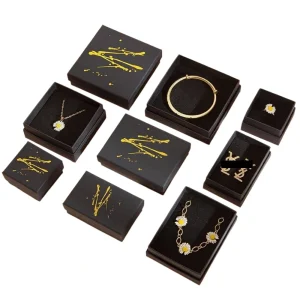 Premium Black Paper Jewelry Box Set for Luxury Packaging - Image 1