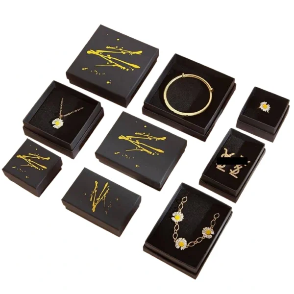 Premium Black Paper Jewelry Box Set for Luxury Packaging