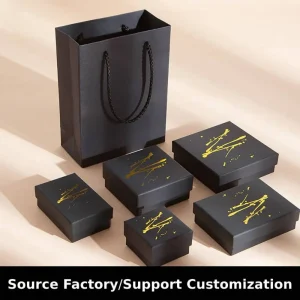 Premium Black Paper Jewelry Box Set for Luxury Packaging - Image 2