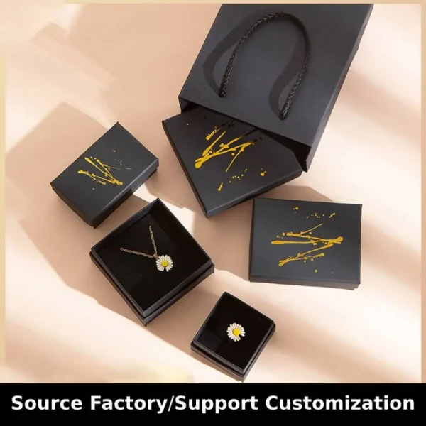 Premium Black Paper Jewelry Box Set for Luxury Packaging