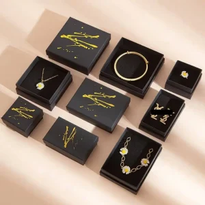 Premium Black Paper Jewelry Box Set for Luxury Packaging - Image 4