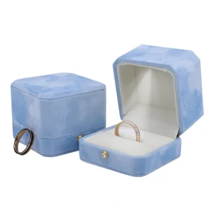 Blue LED Velvet Ring Box for Elegant Jewelry Presentation - Image 1