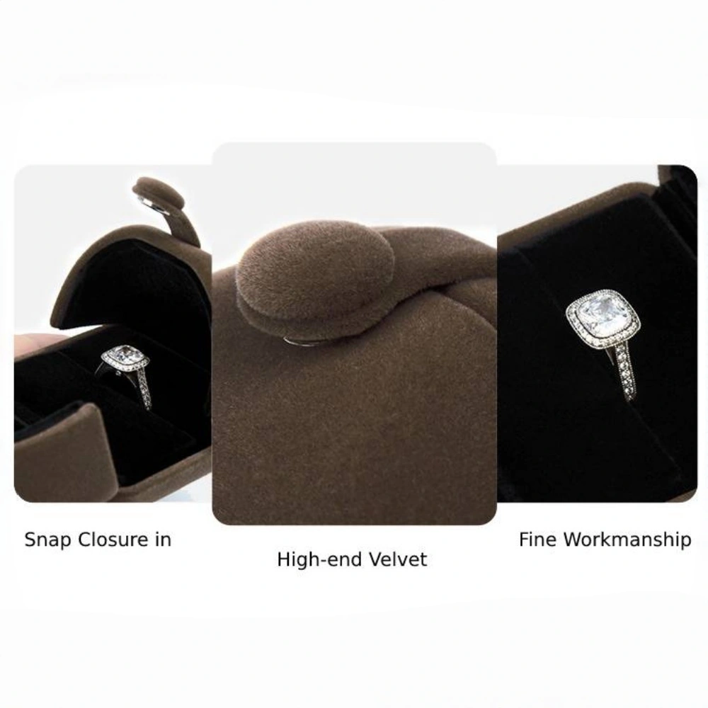 Custom Color Velvet Double Ring Box for Wedding & Jewelry Packaging - Image 4