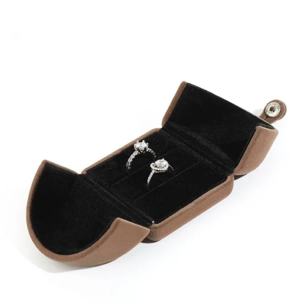 Custom Color Velvet Double Ring Box for Wedding & Jewelry Packaging