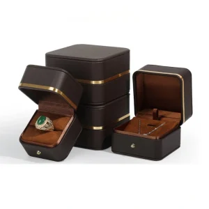 Color PU Leather Jewelry Boxes with Gold Edge for Luxury Packaging - Image 2