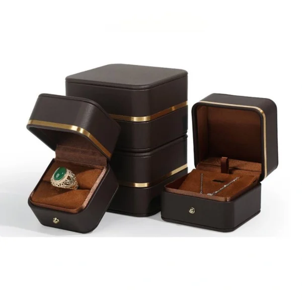 Color PU Leather Jewelry Boxes with Gold Edge for Luxury Packaging