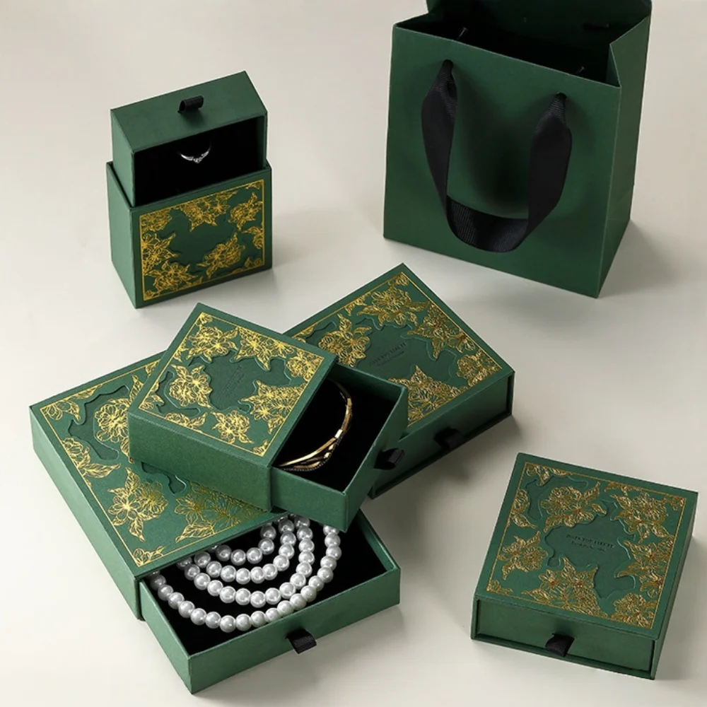 Creative Cut-Out Drawer Paper Jewelry Box Set for Distinctive Brand Packaging - Image 2