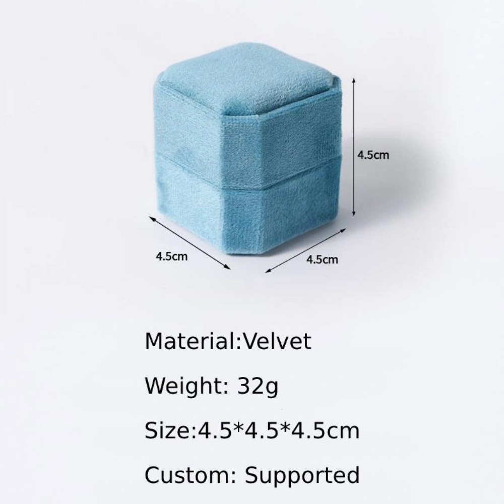 Custom Color Velvet Ring Box for 2–3 Rings Jewelry Packaging - Image 4