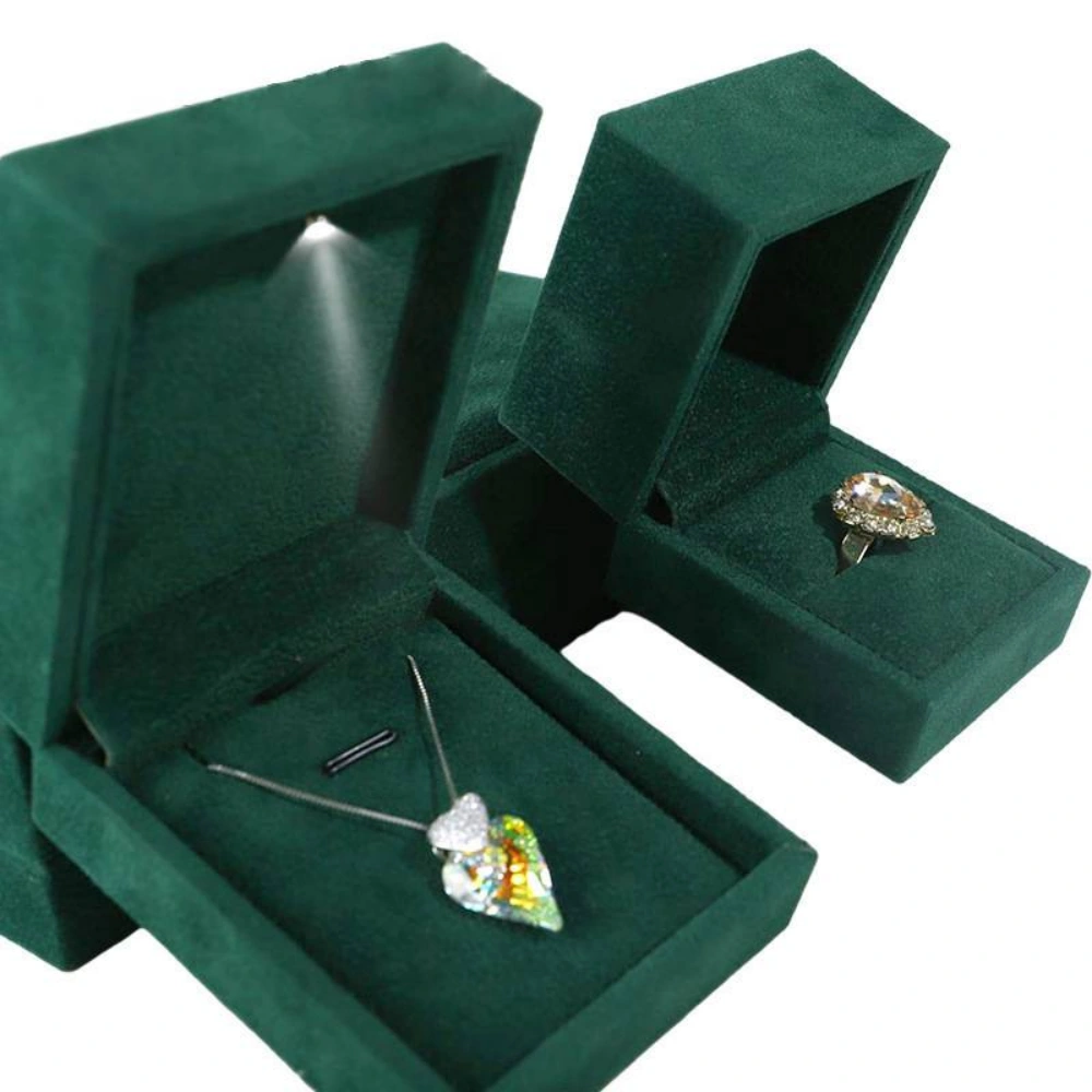 Custom Green Velvet Jewelry Box Set for Premium Brand Packaging - Image 2
