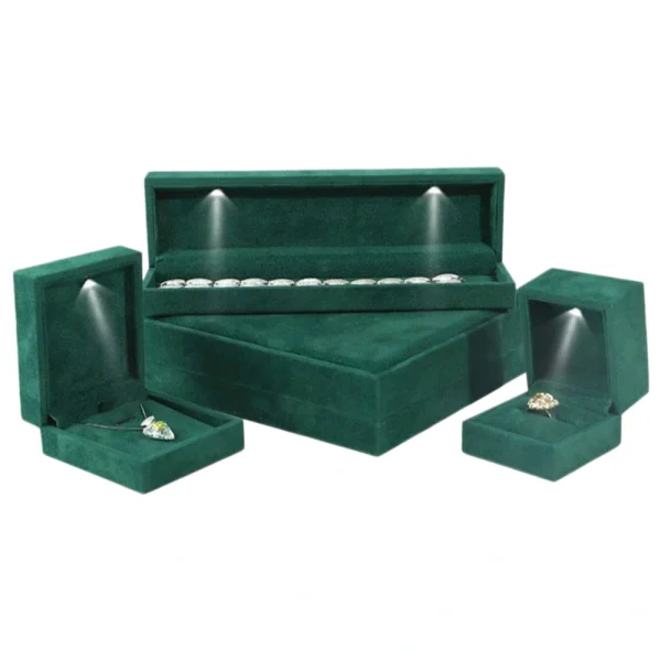 Custom Green Velvet Jewelry Box Set for Premium Brand Packaging
