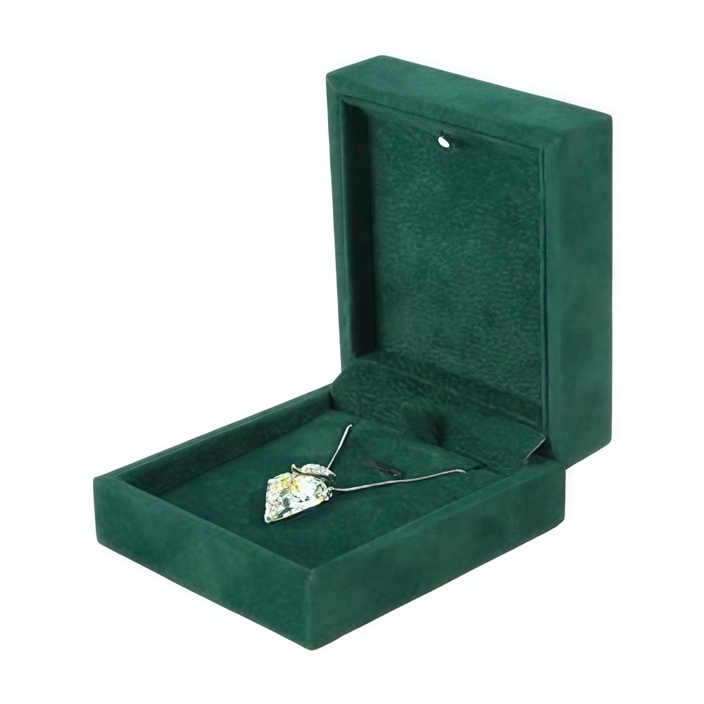 Custom Green Velvet Necklace Pendant Box for Elegant Jewelry Display - Image 1