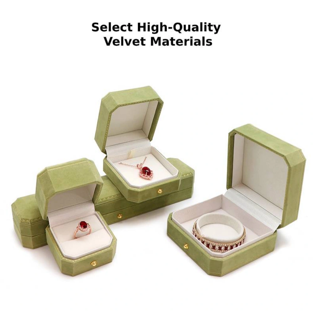 Color Velvet Jewelry Box Set with Custom Logo for Brand Identity - Image 3