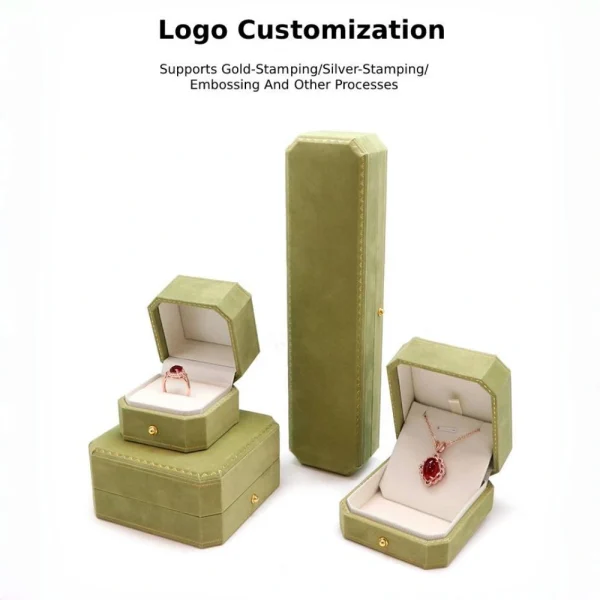 Color Velvet Jewelry Box Set with Custom Logo for Brand Identity