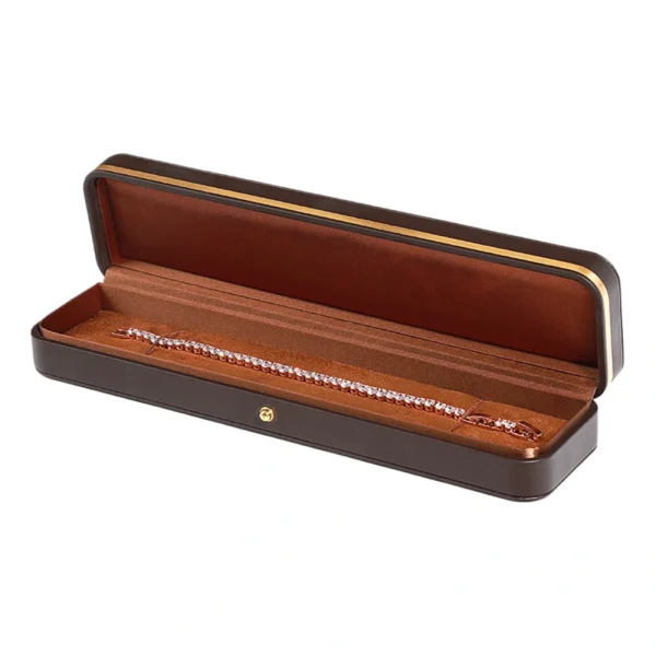 Custom Color PU Leather Necklace & Pendant Box with Gold Edge