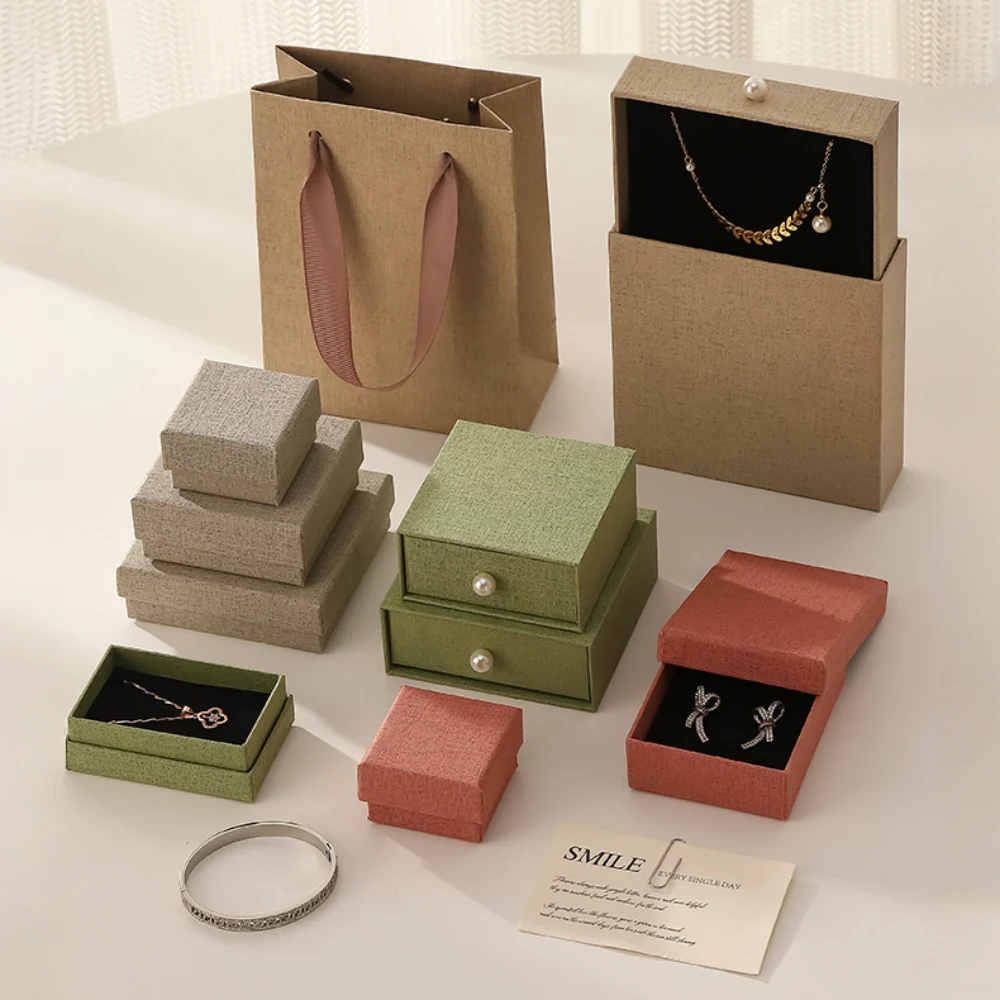 Custom Color Drawer Paper Jewelry Box Set for Scalable Brand Packaging - Image 2