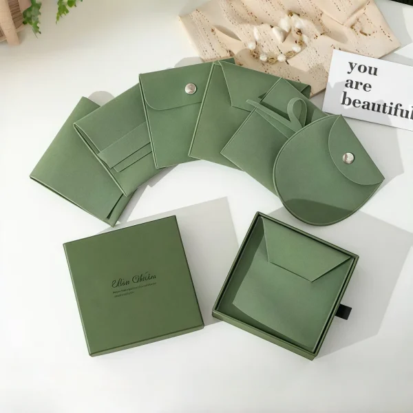 Custom Paper Jewelry Box Set with Pouch for Complete Packaging