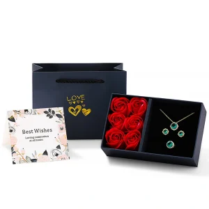 Custom Paper Necklace Pendant Box with Rose for Romantic Gift Packaging - Image 2