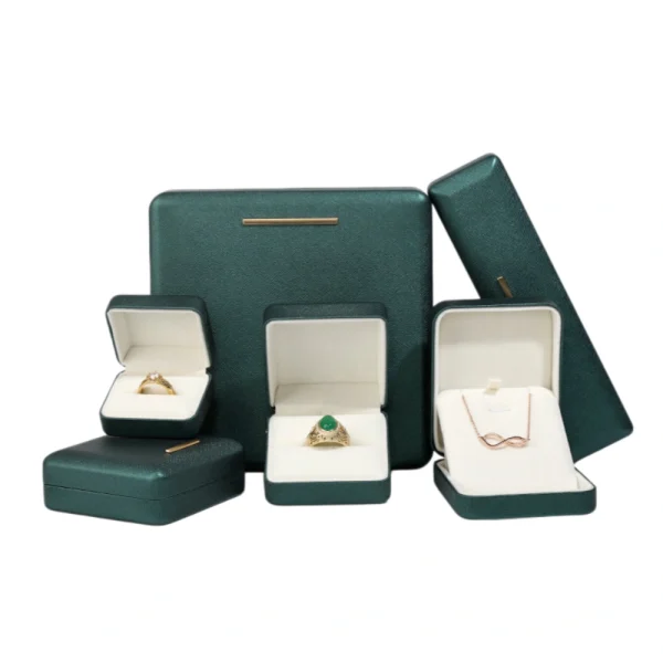 Green PU Leather Jewelry Box Set with Custom Logo for Branding