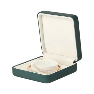 Green PU Leather Bracelet & Bangle Box with Custom Logo - Image 1