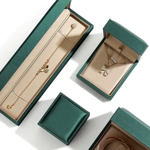 Luxury Green PU Leather Jewelry Box Set for Gift Packaging - Image 3