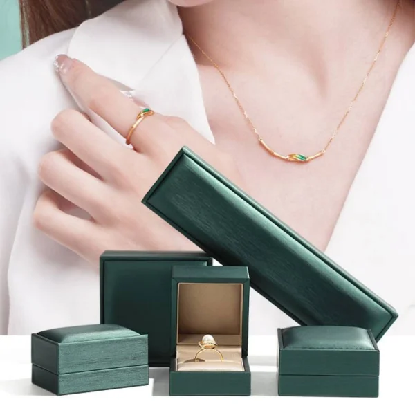 Luxury Green PU Leather Jewelry Box Set for Gift Packaging