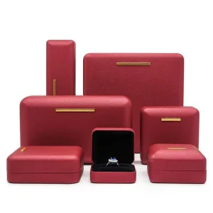 Green & Red PU Leather Jewelry Box Set for Gift Packaging - Image 2