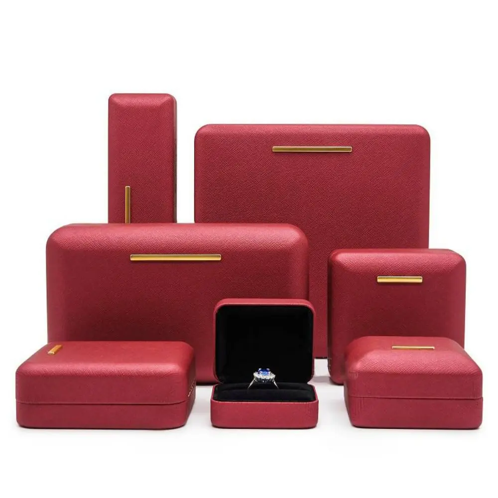 Green & Red PU Leather Jewelry Box Set for Gift Packaging - Image 2