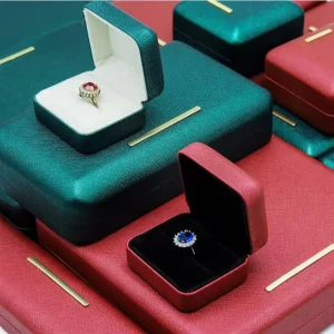 Green & Red PU Leather Jewelry Box Set for Gift Packaging - Image 3