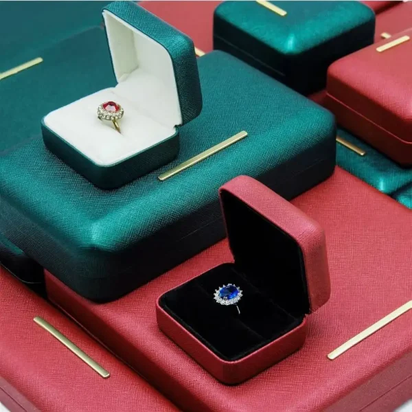 Green & Red PU Leather Jewelry Box Set for Gift Packaging