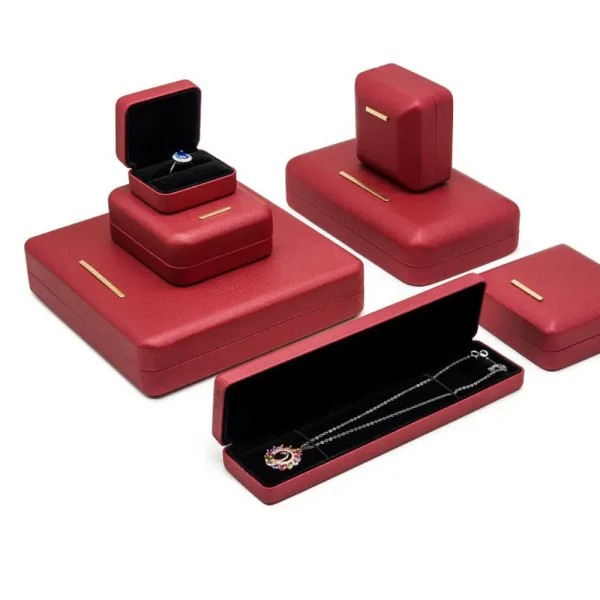 Green & Red PU Leather Jewelry Box Set for Gift Packaging