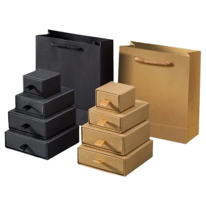 Kraft Paper Drawer Jewelry Box Set with Custom Sizes for Eco-Friendly Packaging - Image 1