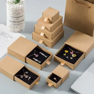 Kraft Paper Drawer Jewelry Box Set with Custom Sizes for Eco-Friendly Packaging - Image 2