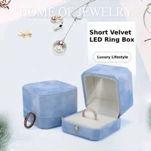 Blue LED Velvet Ring Box for Elegant Jewelry Presentation - Image 2