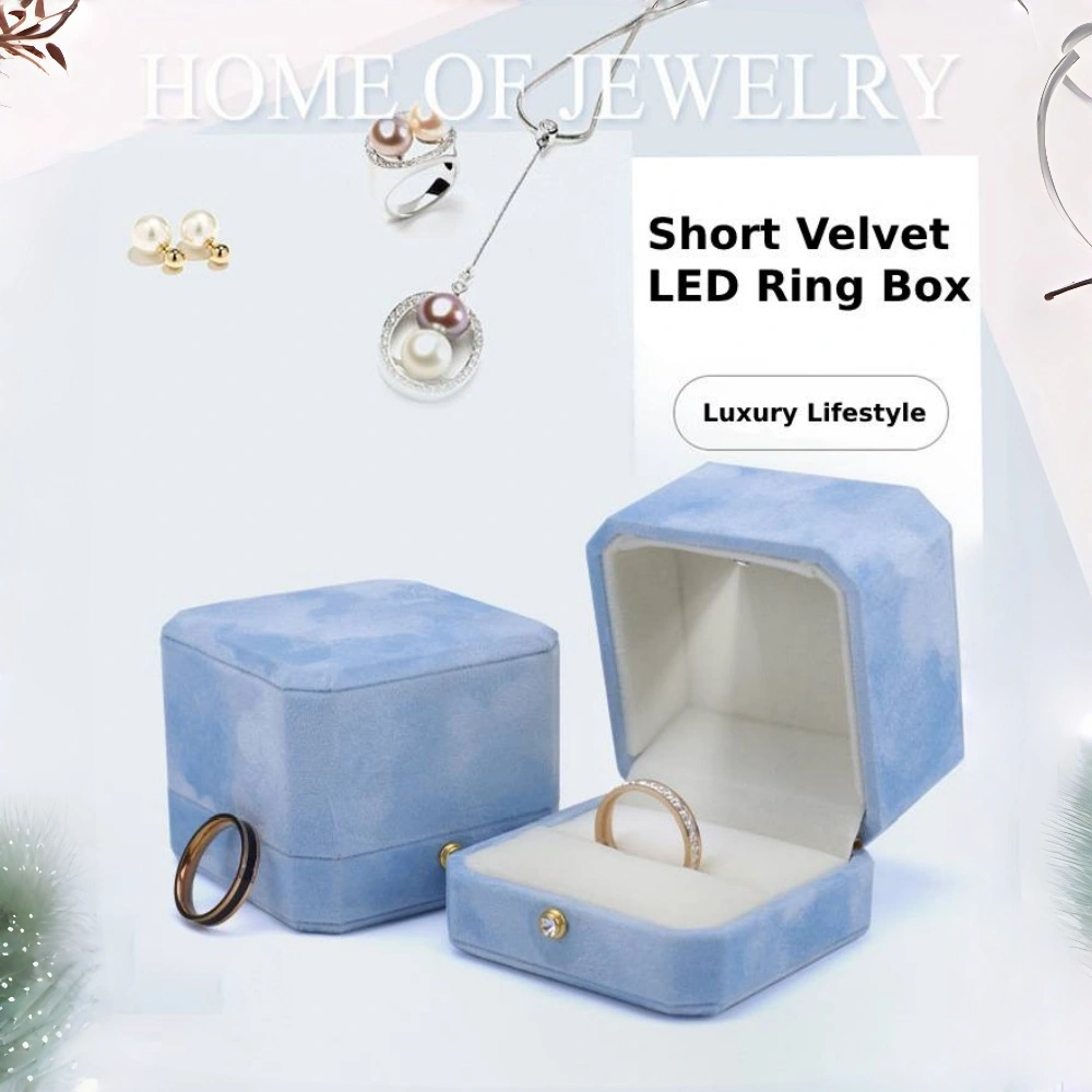 Blue LED Velvet Ring Box for Elegant Jewelry Presentation - Image 2