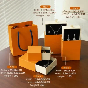Orange Paper Jewelry Box Set for Custom Brand Packaging - Image 2