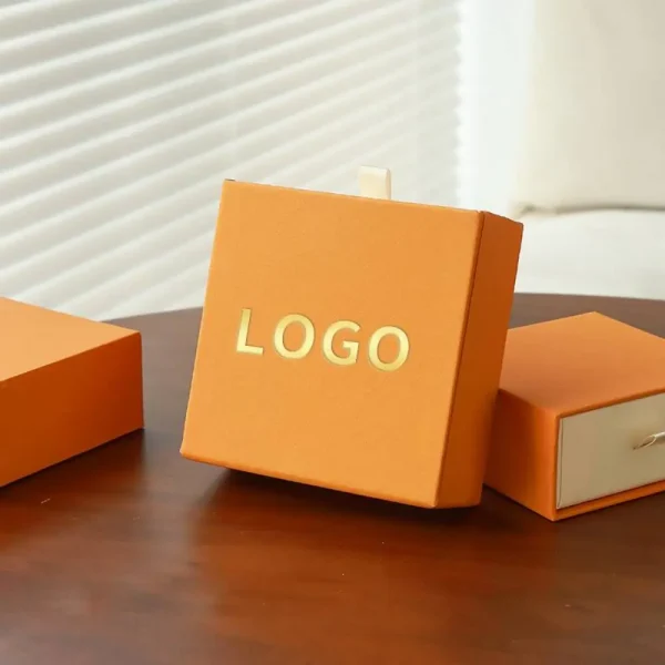 Orange Paper Jewelry Box Set for Custom Brand Packaging