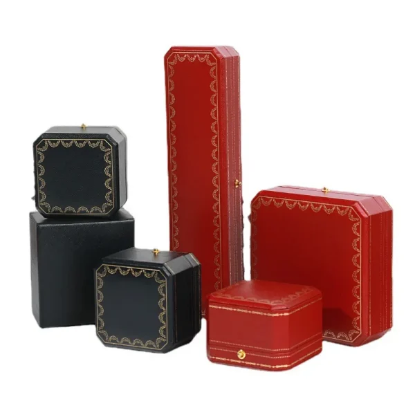 Red & Black Pattern Jewelry Box Set for Unique Brand Packaging