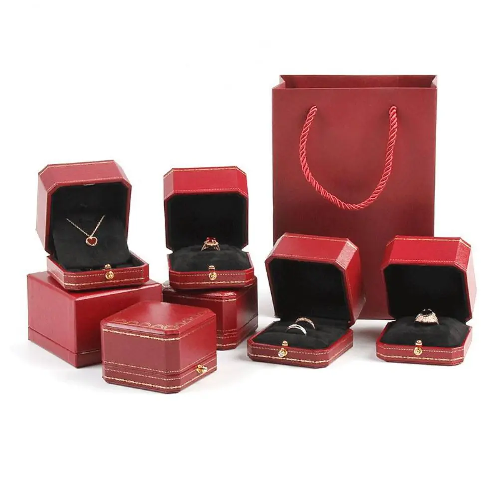 Red & Black Pattern Jewelry Box Set for Unique Brand Packaging - Image 2