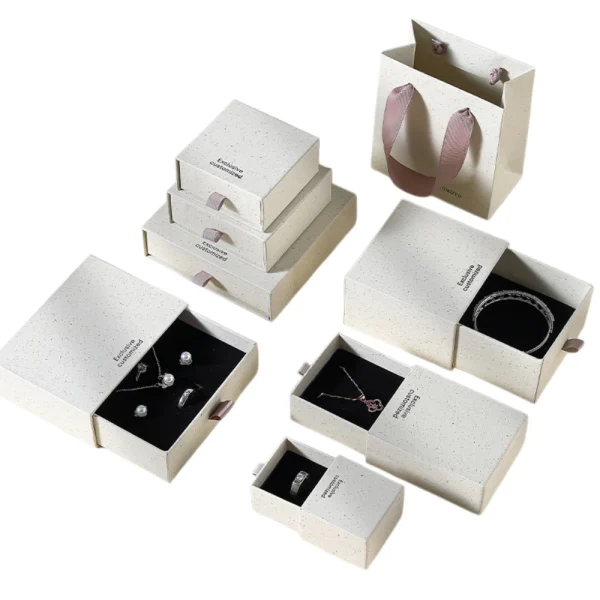 Textured Paper Drawer Jewelry Box Set with Custom Sizes for Premium Packaging