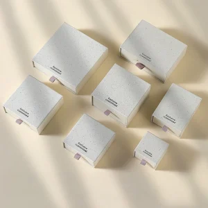 Textured Paper Drawer Jewelry Box Set with Custom Sizes for Premium Packaging - Image 4