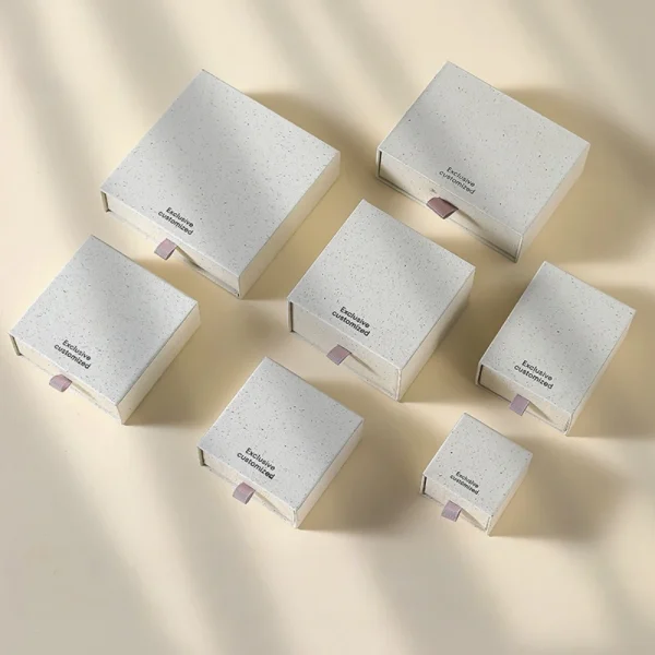 Textured Paper Drawer Jewelry Box Set with Custom Sizes for Premium Packaging