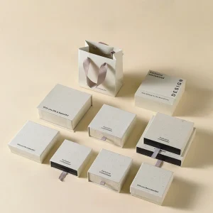 Textured Paper Drawer Jewelry Box Set with Custom Sizes for Premium Packaging - Image 3