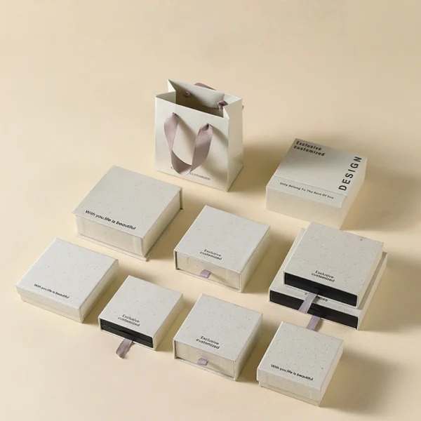 Textured Paper Drawer Jewelry Box Set with Custom Sizes for Premium Packaging