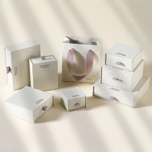 Textured Paper Drawer Jewelry Box Set with Custom Sizes for Premium Packaging - Image 2