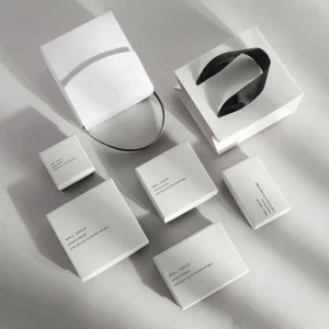 Minimalist White Paper Jewelry Box Set for Elegant Packaging - Image 2