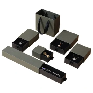 ⁦Elegant Paper Drawer Jewelry Box Set for Refined Brand Packaging⁩ - الصورة ⁦1⁩