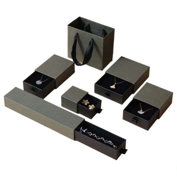 Elegant Paper Drawer Jewelry Box Set for Refined Brand Packaging