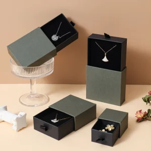 ⁦Elegant Paper Drawer Jewelry Box Set for Refined Brand Packaging⁩ - الصورة ⁦2⁩